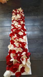 wedding petals on aisle